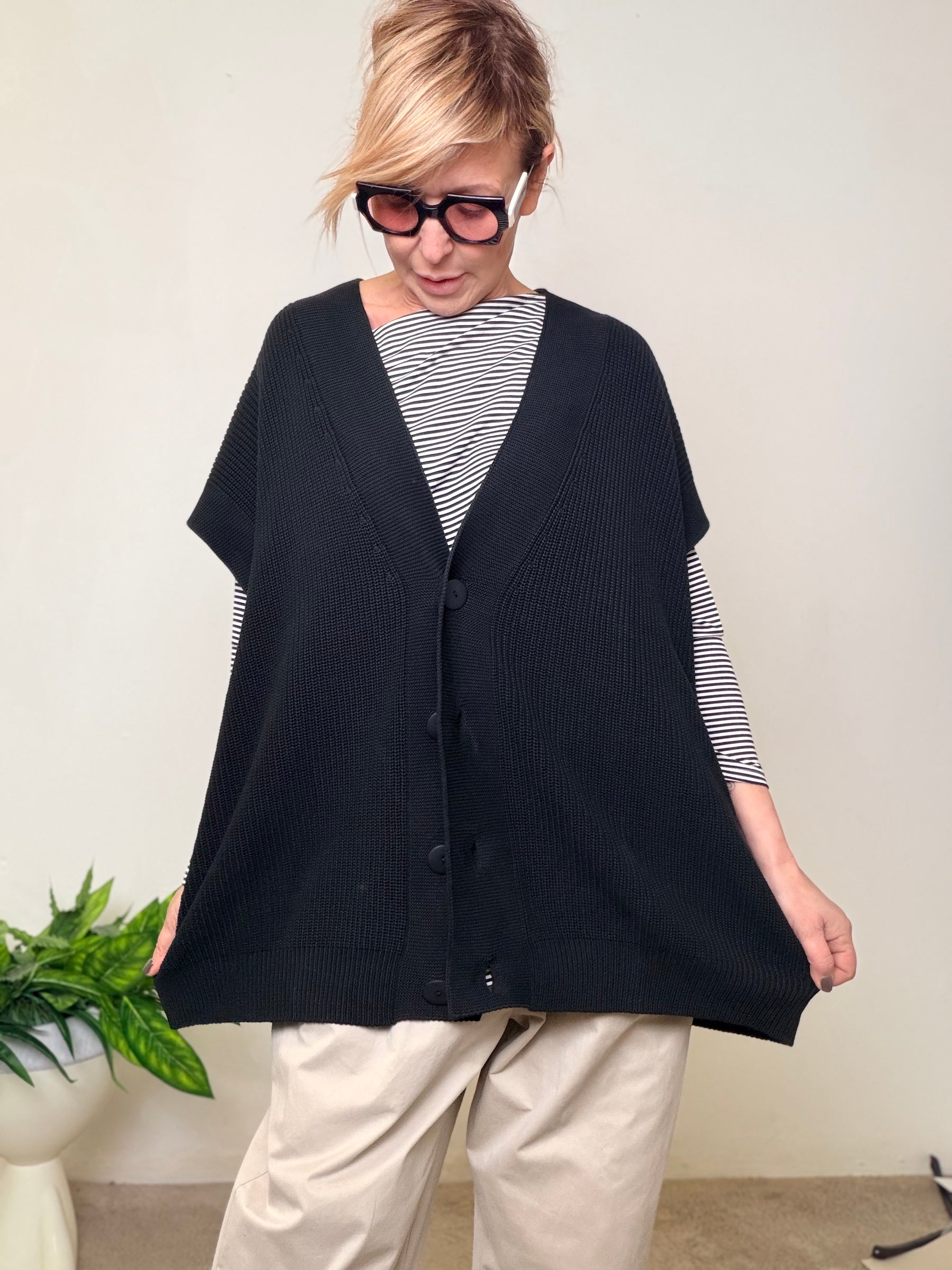Cardigan Oversize in Maglia a Coste