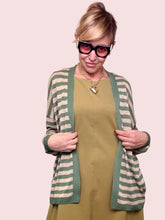 Cardigan Leggero a Righe con Bordino a Contrasto