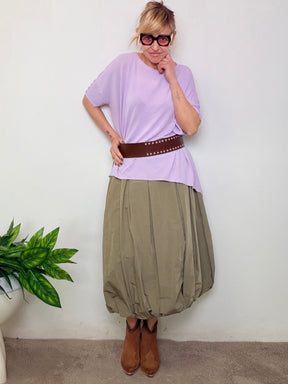 Maglia Oversize Color Lilla con Bottoncini Gioiello