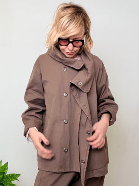Giacca Oversize in Cotone con Collo Ampio
