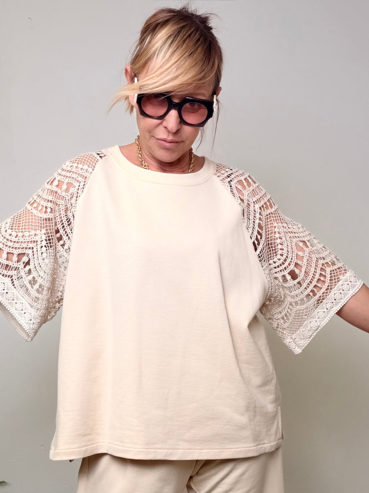 Felpa Maniche Macramè