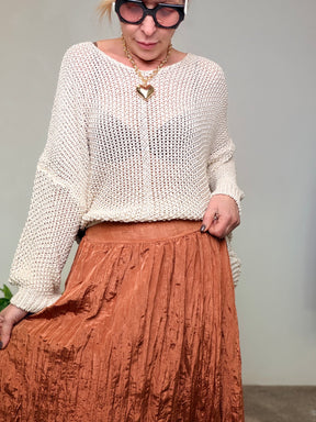 Gonna Lunga Stropicciata Effetto Plissé