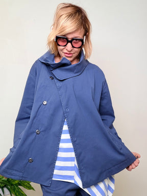 Giacca Oversize in Cotone con Collo Ampio