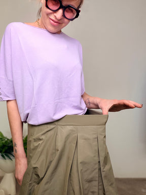 Gonna Balloon in Taffetà con Orlo Arricciato