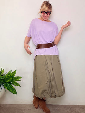 Maglia Oversize Color Lilla con Bottoncini Gioiello