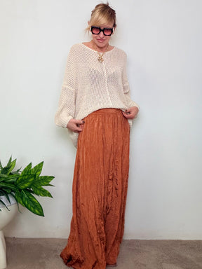 Gonna Lunga Stropicciata Effetto Plissé