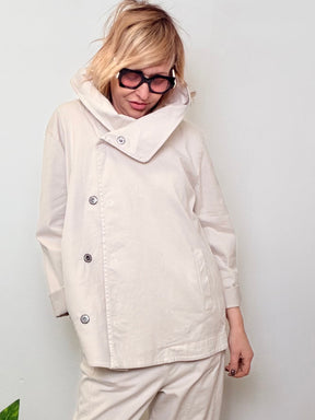Giacca Oversize in Cotone con Collo Ampio
