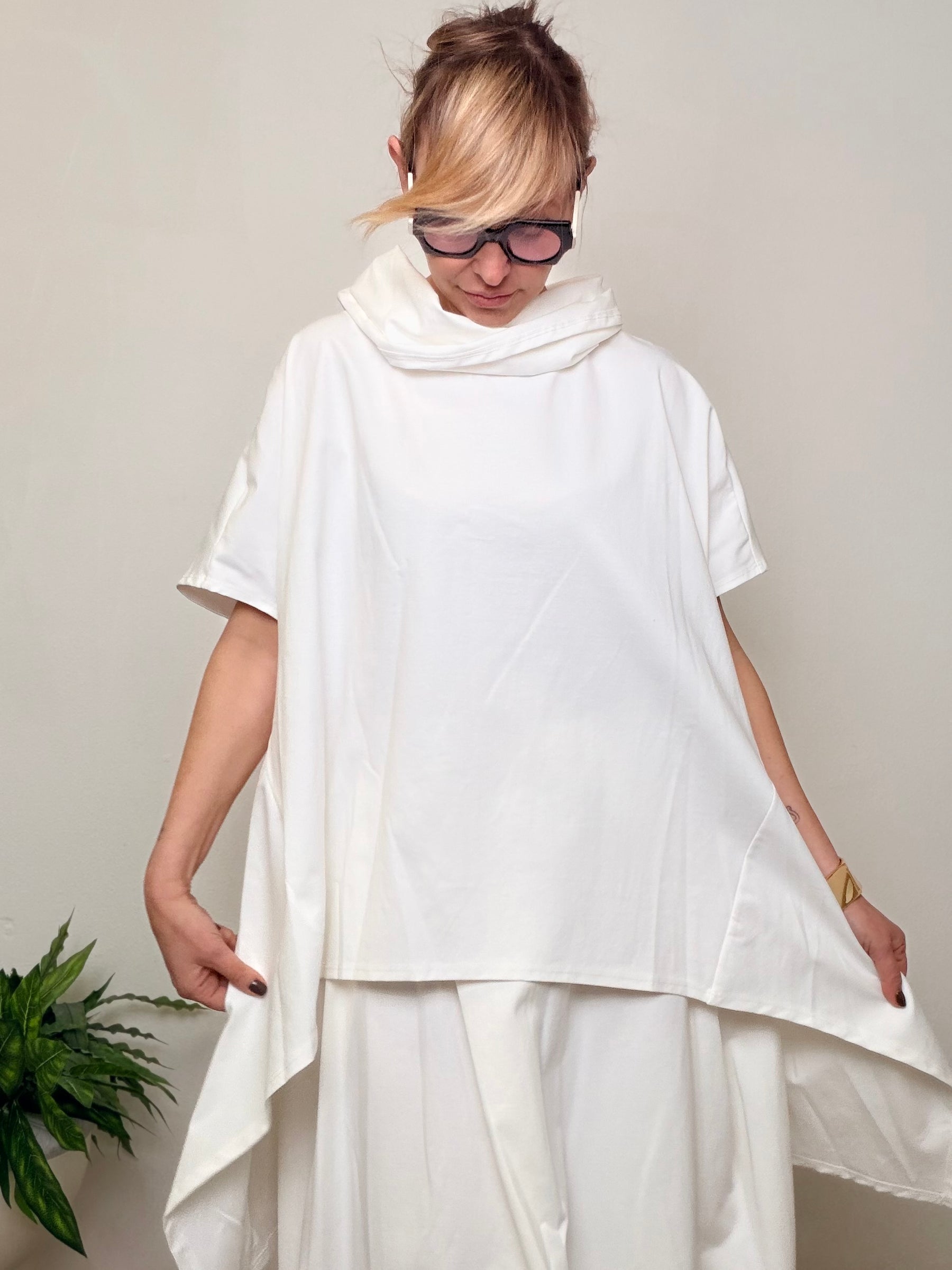 Casacca Over Punto Milano con Collo Alto
