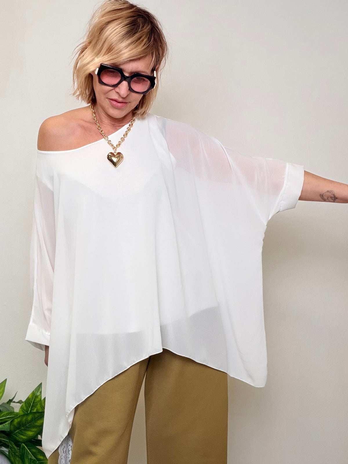 Camicia Oversize in Chiffon Trasparente