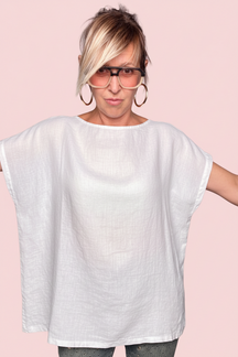 Camicia a cubetto in lino Rosso