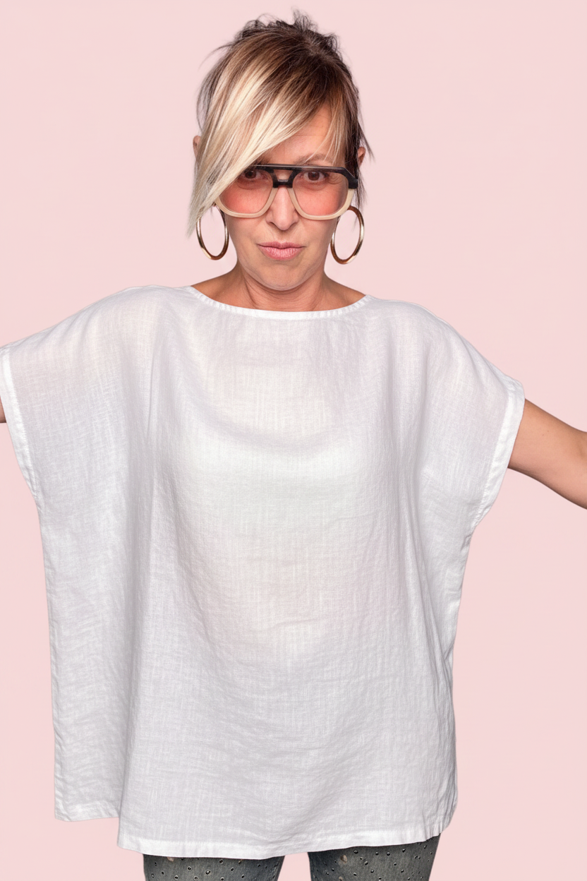 Camicia a cubetto in lino Rosso